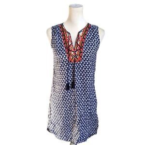 5/$55 - Beachlunchlounge navy & white sleeveless dress, v-neck, embroidery XS